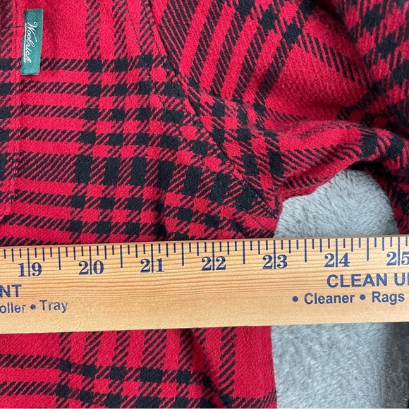 Woolrich Shacket Mens XL Red Plaid Check Flannel Button Up Long Sleeve Pockets - Picture 14 of 15